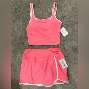 Pink Active Crop Tank & Skirt Set